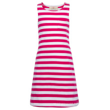 Grace Karin Children Kids Girls Sleeveless Round Neck Deep Pink White Striped Cotton Dress CL010490-1
